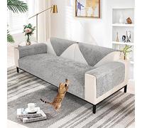 SHANNA Soft Chenille Sofa Cover 1/2/3/4 Seater, New Universal Non-Slip Corner Sofa Cover L Shape Solid Thick Textured Sofa Slipcovers for Living Room(Grey, 90 * 240cm Seat Cover)