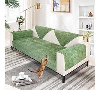 SHANNA Soft Chenille Sofa Cover 1/2/3/4 Seater, New Universal Non-Slip Corner Sofa Cover L Shape Solid Thick Textured Sofa Slipcovers for Living Room(Green, 110 * 110cm Chaise Cover)
