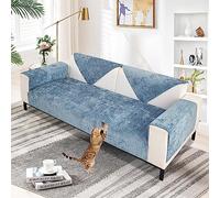 SHANNA Soft Chenille Sofa Cover 1/2/3/4 Seater, New Universal Non-Slip Corner Sofa Cover L Shape Solid Thick Textured Sofa Slipcovers for Living Room(Blue, 90 * 210cm Seat Cover)