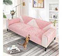 SHANNA Soft Chenille Sofa Cover 1/2/3/4 Seater, New Universal Non-Slip Corner Sofa Cover L Shape Solid Thick Textured Sofa Slipcovers for Living Room(Pink, 45 * 45cm Pillowcase)