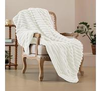 SHANNA Soft Warm Rabbit Plush Fleece Blankets Lightweight 540 GSM Reversible Throws for Sofa Large Fluffy Versatile Blanket Bed Throw for Bedroom, Couch, Travel, Kids, Camping (White, 160 * 200cm)