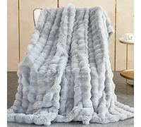 SHANNA Soft Warm Rabbit Plush Fleece Blankets Thick 1000 GSM Throws for Sofa Large Fluffy Versatile Blanket Bed Throw for Bedroom, Couch, Travel, Kids, Camping (Light Grey, 160 * 200cm)