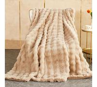 SHANNA Soft Warm Rabbit Plush Fleece Blankets Thick 1000 GSM Throws for Sofa Large Fluffy Versatile Blanket Bed Throw for Bedroom, Couch, Travel, Kids, Camping (Khaki, 160 * 200cm)