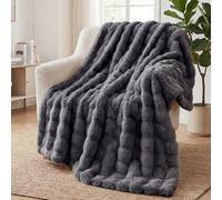 SHANNA Soft Warm Rabbit Plush Fleece Blankets Thick 1000 GSM Throws for Sofa Large Fluffy Versatile Blanket Bed Throw for Bedroom, Couch, Travel, Kids, Camping (Dark Grey, 180 * 230cm)