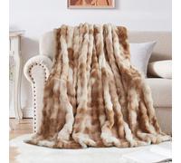 SHANNA Soft Warm Rabbit Plush Fleece Blankets Thick 1000 GSM Throws for Sofa Large Fluffy Versatile Blanket Bed Throw for Bedroom, Couch, Travel, Kids, Camping (Tie Dye Coffee, 100 * 160cm)