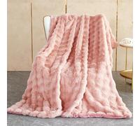 SHANNA Soft Warm Rabbit Plush Fleece Blankets Thick 1000 GSM Throws for Sofa Large Fluffy Versatile Blanket Bed Throw for Bedroom, Couch, Travel, Kids, Camping (Pink, 100 * 160cm)