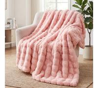 SHANNA Soft Warm Rabbit Plush Fleece Blankets Thick 1000 GSM Throws for Sofa Large Fluffy Versatile Blanket Bed Throw for Bedroom, Couch, Travel, Kids, Camping (Pink, 160 * 200cm)