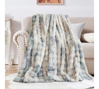 SHANNA Soft Warm Rabbit Plush Fleece Blankets Thick 1000 GSM Throws for Sofa Large Fluffy Versatile Blanket Bed Throw for Bedroom, Couch, Travel, Kids, Camping (Tie Dye Blue, 130 * 160cm)