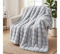 SHANNA Soft Warm Rabbit Plush Fleece Blankets Thick 1000 GSM Throws for Sofa Large Fluffy Versatile Blanket Bed Throw for Bedroom, Couch, Travel, Kids, Camping (Light Grey, 130 * 160cm)