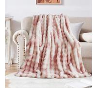 SHANNA Soft Warm Rabbit Plush Fleece Blankets Thick 1000 GSM Throws for Sofa Large Fluffy Versatile Blanket Bed Throw for Bedroom, Couch, Travel, Kids, Camping (Tie Dye Pink, 130 * 160cm)