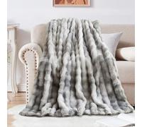 SHANNA Soft Warm Rabbit Plush Fleece Blankets Thick 1000 GSM Throws for Sofa Large Fluffy Versatile Blanket Bed Throw for Bedroom, Couch, Travel, Kids, Camping (Tie Dye Grey, 100 * 160cm)