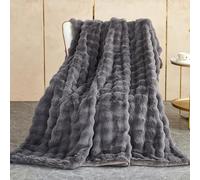 SHANNA Soft Warm Rabbit Plush Fleece Blankets Thick 1000 GSM Throws for Sofa Large Fluffy Versatile Blanket Bed Throw for Bedroom, Couch, Travel, Kids, Camping (Dark Grey, 230 * 250cm)