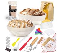 SHANNA Sourdough Starter Kit, Banneton Proofing Basket, 15-Piece Bread Basket, Round & Oval Bread Proofing Basket, Sourdough Proving Basket, Bread Making Accessories (15PCS)