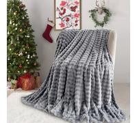 SHANNA Super Soft Warm Milk Velvet Cozy Bubbles 450 GSM Blankets Throws for Sofa Large Fluffy Versatile Blanket Bed Throw for Bedroom, Couch, Travel, Car, Camping (Dark Grey, 160 * 200cm)