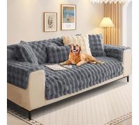 SHANNA Thick Rabbit Plush Faux Fur Throw Pillow Cover Fluffy Soft Decorative Square Pillow Covers Plush Case Faux Fur Cushion Covers For Livingroom Sofa Bedroom(Grey, 45 * 45cm Pillowcase)