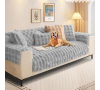 SHANNA Thick Rabbit Plush Faux Fur Throw Pillow Cover Fluffy Soft Decorative Square Pillow Covers Plush Case Faux Fur Cushion Covers For Livingroom Sofa Bedroom(Light Grey, 45 * 45cm Pillowcase)