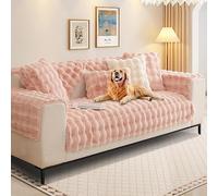 SHANNA Thick Rabbit Plush Sofa Cover 1 2 3 Seater, New Universal Non-Slip Corner Sofa Cover L Shape Super Soft Faux Fur Sofa Slipcovers for Living Room(Pink, 90 * 160cm Seater Cover)