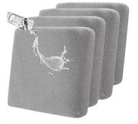 SHANNA Waterproof Couch Cushion Cover: 4Pcs Outdoor Cushion Covers High Elastic Soft Sofa Cover Accent Patio Cushions For Outdoor Furniture Suitable for Kids, Pets (Light Gray)