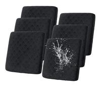 SHANNA Waterproof Couch Cushion Cover: 6Pcs Printed Outdoor Cushion Covers High Elastic Magic Sofa Cover Jacquard Outdoor Furniture Cushions Suitable for Sofa Pets (Black)