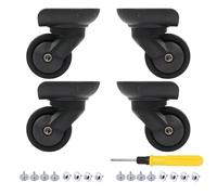 SHANOER 2 Pair Replacement Wheels for Luggage 360 Swivel Suitcase Casters Rollers 1.33inch W293, Black