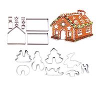 shanpu 18Pcs 3D Gingerbread House Stainless Steel Christmas Scenario Cookie Set Biscuit Mold Fondant Cutter Baking Tool