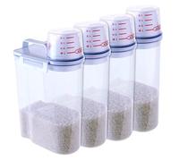 ShanQian 4pcs Cereal Storage Containers, Clear Dry Food Cereal Dispenser, Plastic Food Storage Container Set, Airtight Rice Storage Box with 180ml Measuring Cup for Kitchen