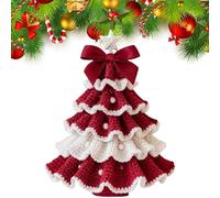 SHANRENSAN DIY Crochet Christmas Tree Kit - Handmade Holiday Decoration Set, Crochet Kits for Beginners Adults, Holiday Ornament Decor with Yarn Hook Pearls Ribbon and Detailed Pattern (G1)