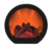 SHANRROW Fireplace Lantern Battery Operated Operated Tabletop Fireplace Lantern, Portable Black Free Standing Space Heater with 3D Flame Effect for Indoor & Outdoor Use