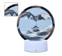Shanrya 3D Moving Sand Painting Table Lamp, Vivid 7 Color Light Relieve Stress Sand Painting Table Lamp Gift for Hotel Rooms for Bedrooms (Black and White Landscape)