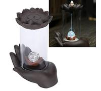 Shanrya Back Flowing Incense Burner, LED Waterfall Backflow Incense Burner, with Windproof Cover Handicraft for Home Office Tea House