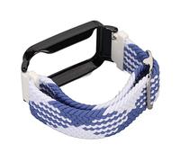 Shanrya Bumper Watch Strap, Adjustable Braided Nylon Watch Strap, Stylish for Gym, Running (Blue White and Black Case)