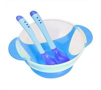 Shanrya Children Sucker Bowl, Suction Cup Bowl Safe Extended Handle Bright Color for Feeding for Children over 6 Months Years Old for Infant for Newborn(blue)