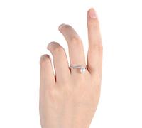 Shanrya Faux Pearl Ring, Silver Ring Pearl Adjustable Silver Simple for Wedding, Engagement Gifts, Daily Dress, Travel