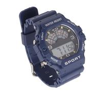 Shanrya Men's Electronic Watch, Rubber Strap 12 24 Hour System Sport Men's Outdoor Digital Watch (Blue)