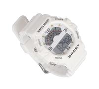 Shanrya Men's Electronic Watch, Rubber Strap 12 24 Hour System Sport Men's Outdoor Digital Watch (White)