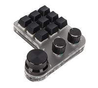 Shanrya Mini Gaming Keypad, 1200 mAh RGB Backlit Mini Custom Keypad 3 Buttons for Video Editing (Black)