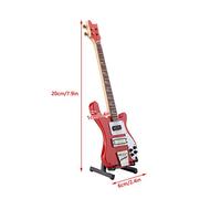 Shanrya Miniature Bass Guitar, Guitar Replica Red Guitar Model, for Festival Decoration Office Crafts Ornament Home