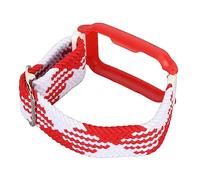 Shanrya Replacement Watch Band Elastic Washable Easy to Install and Remove Adjustable Size Watch Band Easy for Sports (Red White with Red Frame)