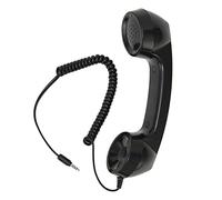 Shanrya Retro Telephone Handset, Radiation-proof Clear Sound Handheld Mobile Phone Receiver Wired 3.5mm Headphone Jack for Smartphones (Black with Adjustable Strap)