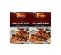 Shan's Tikka Seekh Kabab Receipe & Seasoning Mix for Pakistani Style BBQ No Preservative & Food Color Authentic and Delicious taste 50g (Pack of 2)