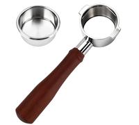 ShanSon Espresso 51mm Bottomless Portafilter with Stainless Steel 2 Ears Filter Basket,Natural Wood Handle，for De'Longhi