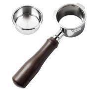 ShanSon Espresso 51mm Bottomless Portafilter with Stainless Steel 3 Ears Filter Basket,Natural Wood Handle，for De'Longhi