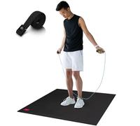 SHANTI NATION Cardio Mat 95, Black, Compact Exercise Mat for Skipping Rope and Workouts, 6 mm Thick, Abrasion-Resistant, Disinfectable, Includes Carrying Strap