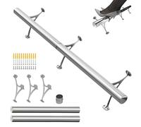 SHANTRA 4ft Bar Foot Rail Kit 304 Stainless Steel, Tubing Bar Foot Rail with Installation Accessories, Complete Undercounter Mount Hardware Kit Bar Foot Rest, Solid Bar Tubing Kit for Floor and Wall