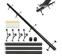 SHANTRA 8ft Bar Foot Rail Kit, 304 Stainless Steel Brushed Finish, Tubing Bar Foot Rail with Installation Accessories, Complete Undercounter Mount Hardware Kit Bar Foot Rest, Black
