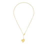 SHANTYSON Gold Heart Necklace for Women, 14K Gold Plated Paperclip Chain Y Necklace, Large 3D Bubble Puffed Heart Pendant Adjustable Link Choker Jewelry Gift for Mom Wife Girlfriend