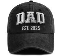 SHANVANKE Funny Dad Est 2025 Hat for Men, Adjustable Cotton 3D Embroidered Daddy Baseball Cap, Embroidered Black, One size