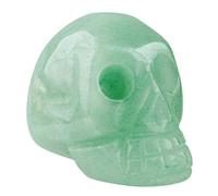 Shanxing 1.5" Green Aventurine Crystal Skull Ornament Gemstone Carved Skull Statue Figurine, Small Healing Crystal Skull Gift Halloween Ornament Cute Spooky Gothic Skull Room Decor Pocket Stone