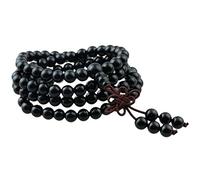Shanxing 6mm Black Agate Crystal 108 Prayer Beads Mala Wrap Bracelet for Men Women, Black Worry Beads Healing Crystal Bracelet Tibetan Buddhist Jewellery Gift Buddha Reiki Meditation Stone Necklace