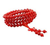 Shanxing 6mm Carnelian Crystal 108 Prayer Beads Mala Wrap Bracelet for Women Men, Red Worry Beads Healing Crystal Bracelet Tibetan Buddhist Jewellery Gift Buddha Reiki Meditation Stone Necklace